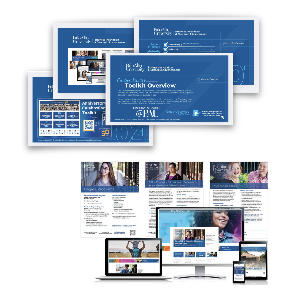 Palo Alto University integrated branding, toolkit, and marketing montage