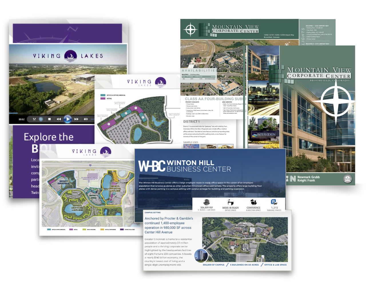 Newmark property marketing, placemaking, and brand identity montage